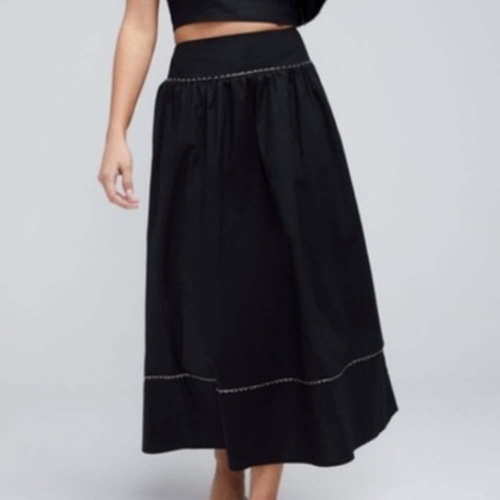 Wildfox Davenay Tiered Maxi Pull-On Skirt with Crystal Trim Black Women's Size M